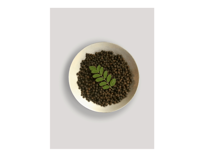 Bowl of black Kampot pepper
